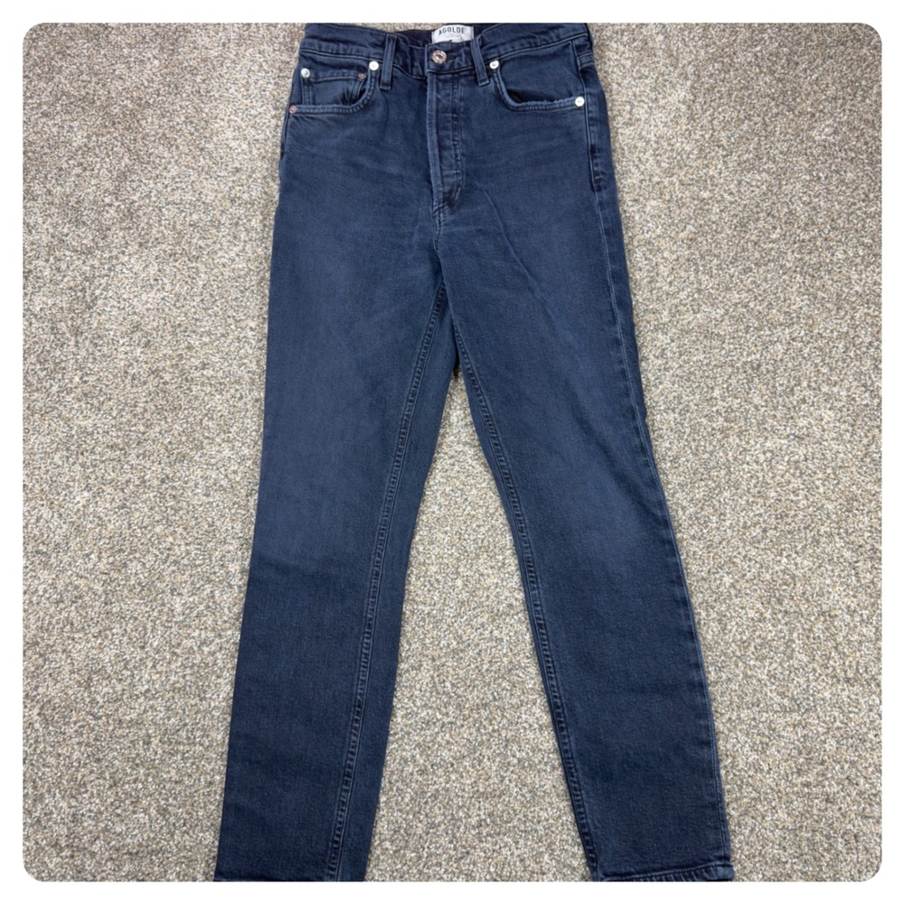 AGOLDE High Rise Straight Leg‎ Jeans Dark Wash Blue Button Fly Size 26 USA Made